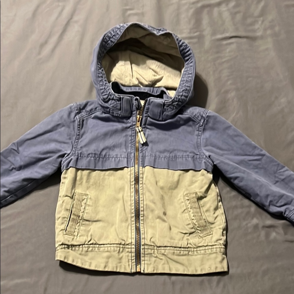 OshKosh B'gosh Blue and Green Raincoat with Hood and Zipper